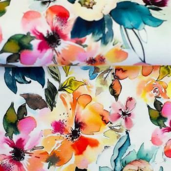 Baumwolljersey Blumen in Gelb/Rosa/Blau by Swafing